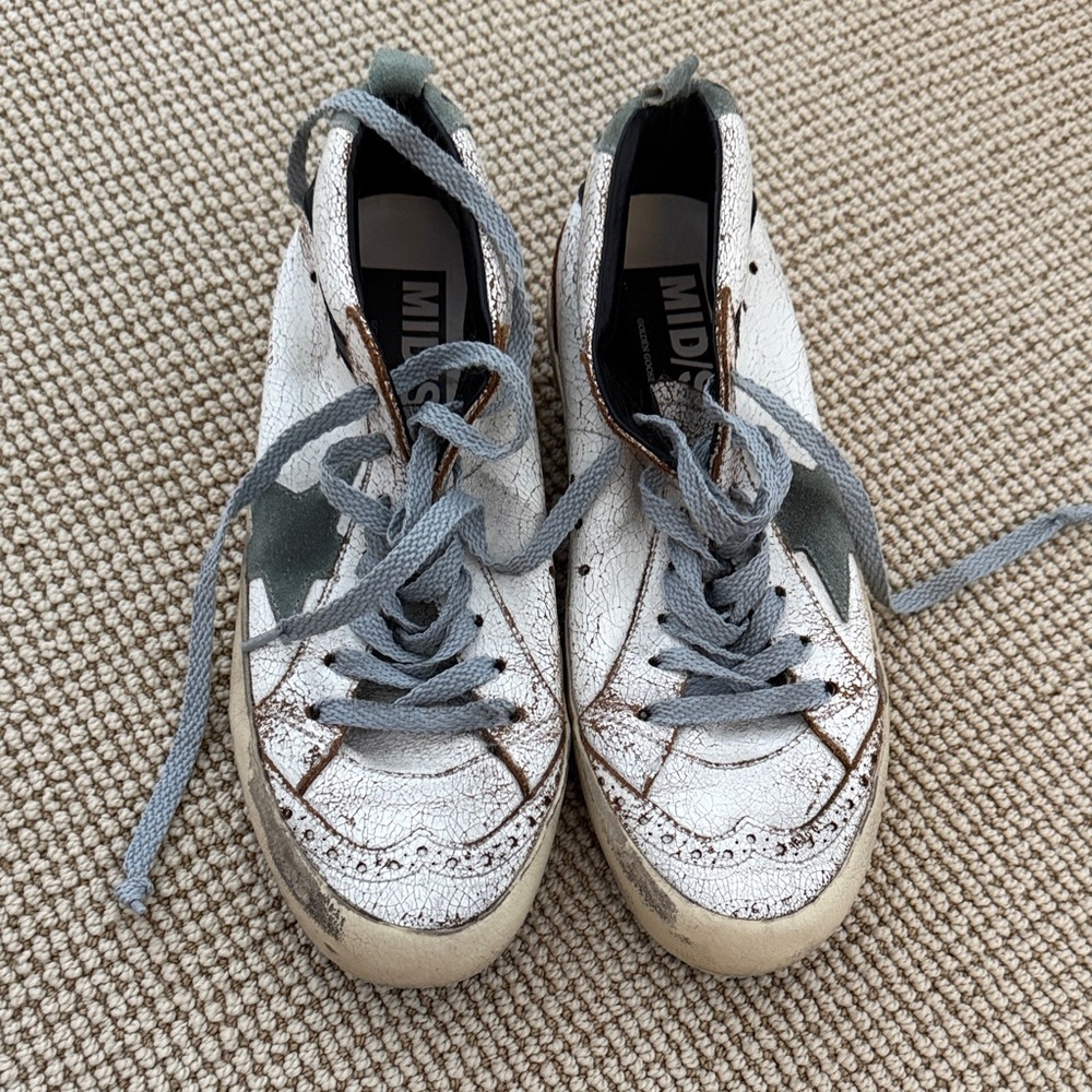 Golden Goose White and Gray Sneakers